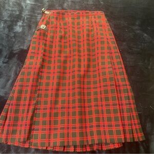 Vintage Kinloch Anderson Tartan Red Green Plaid Kilt Scotland Wool GB 12 Unisex